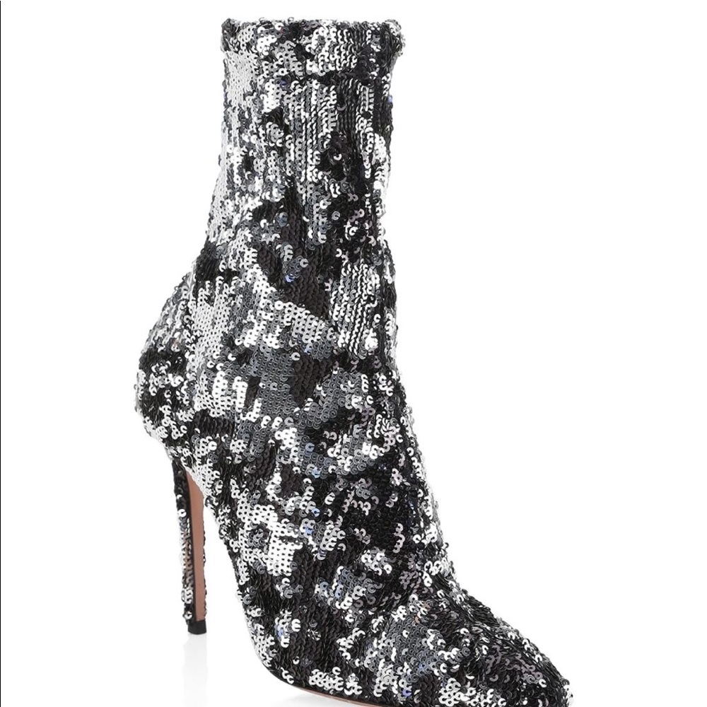 Aquazurra Metallic Sequin Booties (NEW)
